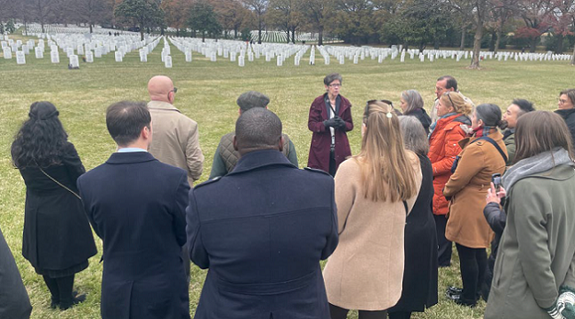Dr. Clancy shared her thoughts as the group gathered near Gen. Colin Powell's gravesite.