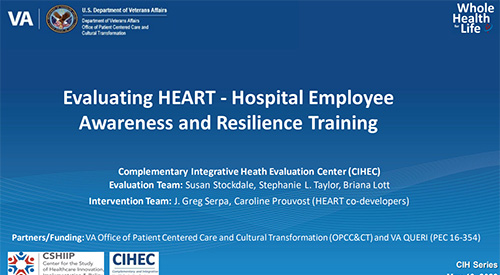 Evaluating HEART - Hospital Employee Awareness and Resilience Training 